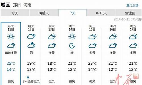 郑州9月份天气预报